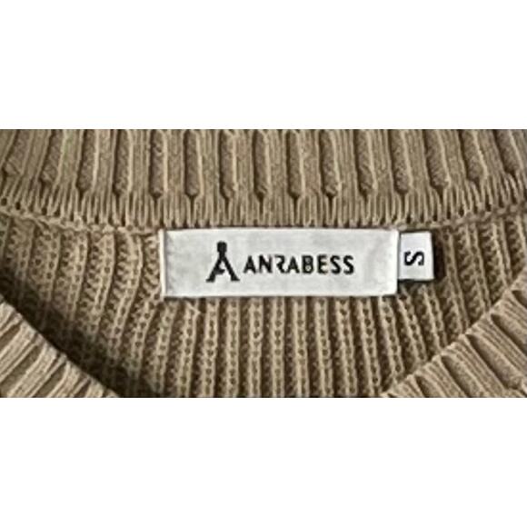 Anrabess Tan Ribbed Sleeveless Crew Neck Sweater Vest Regular Size Small - Picture 2 of 4